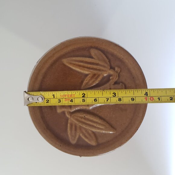 Embossed Pandas & Bamboo Canister W/ Lid Sheila Fournier Tan Glazed Ceramic VTG - Picture 11 of 12